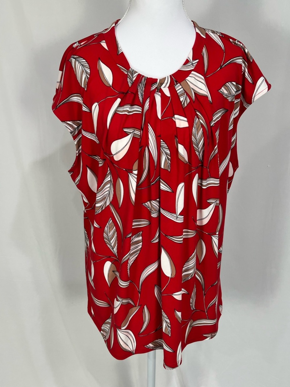 Liz Claiborne Red Leaf Print Blouse